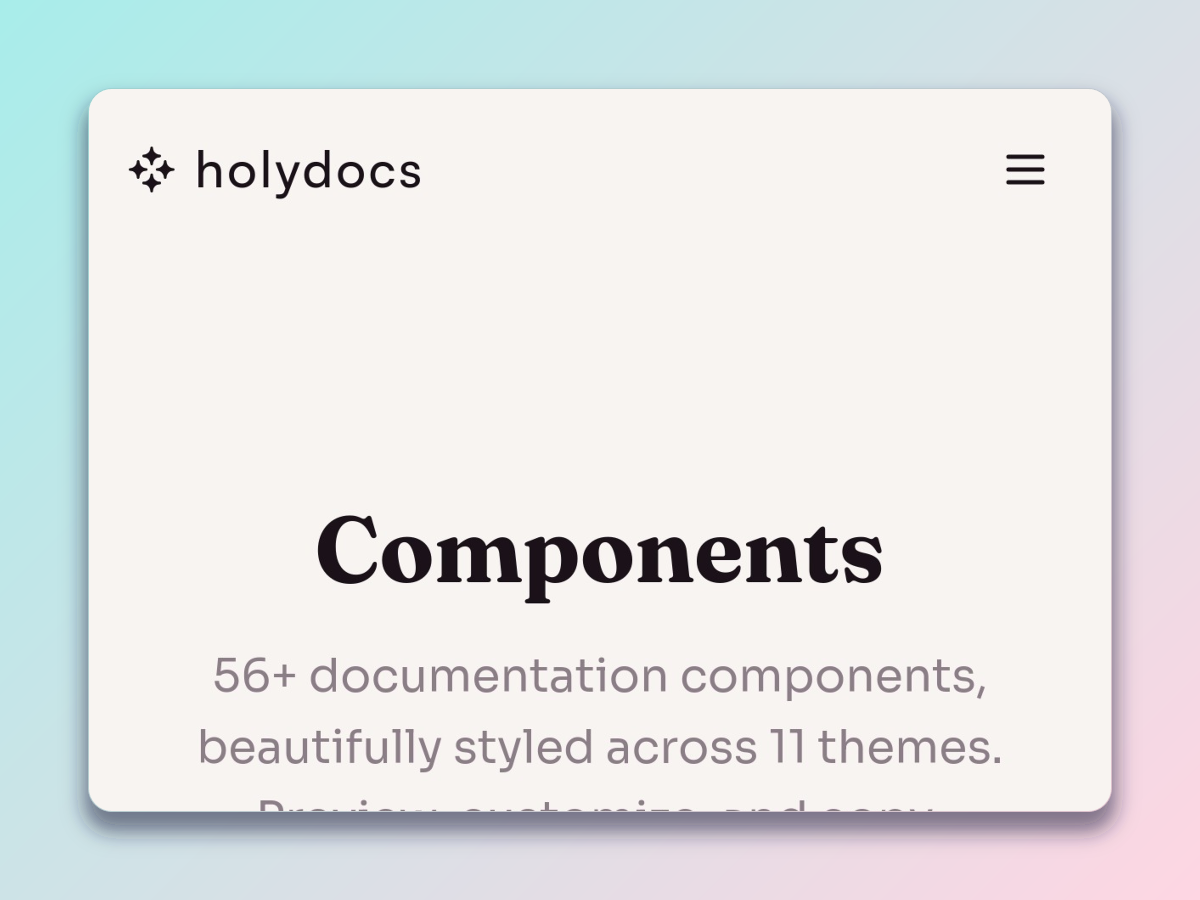 HolyDocs components on mobile