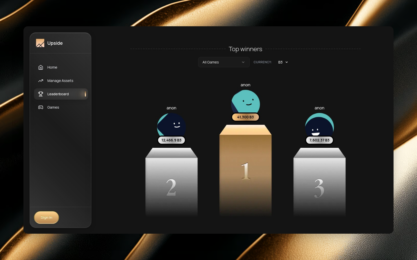 Upside leaderboard