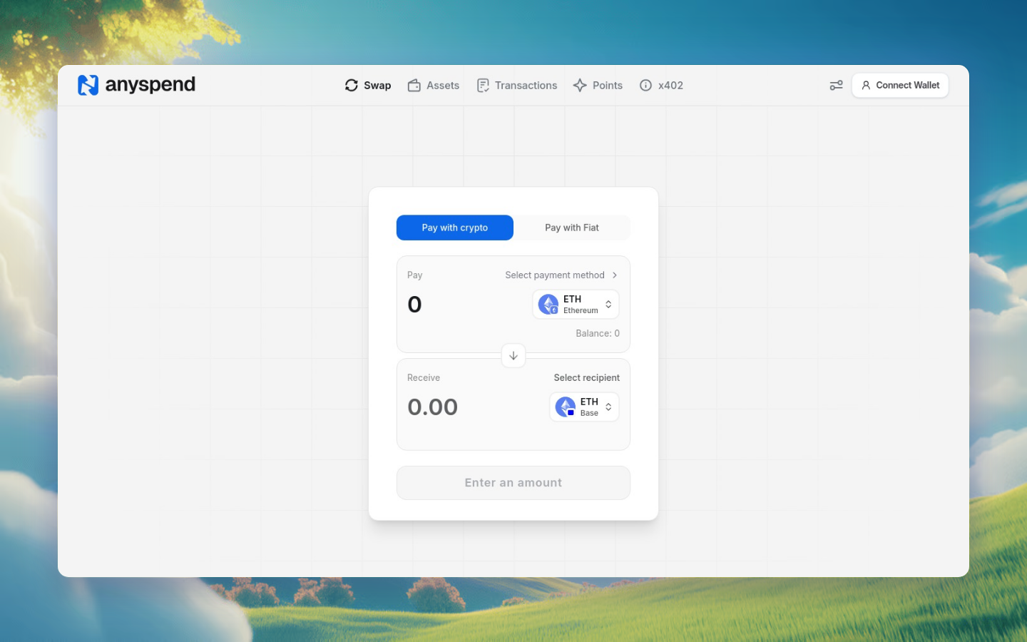 AnySpend swap interface