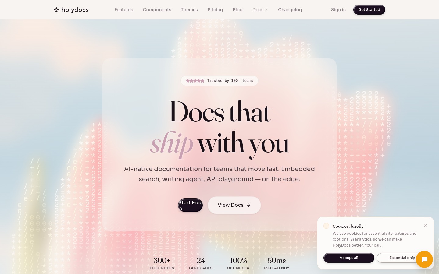 Raw HolyDocs home page