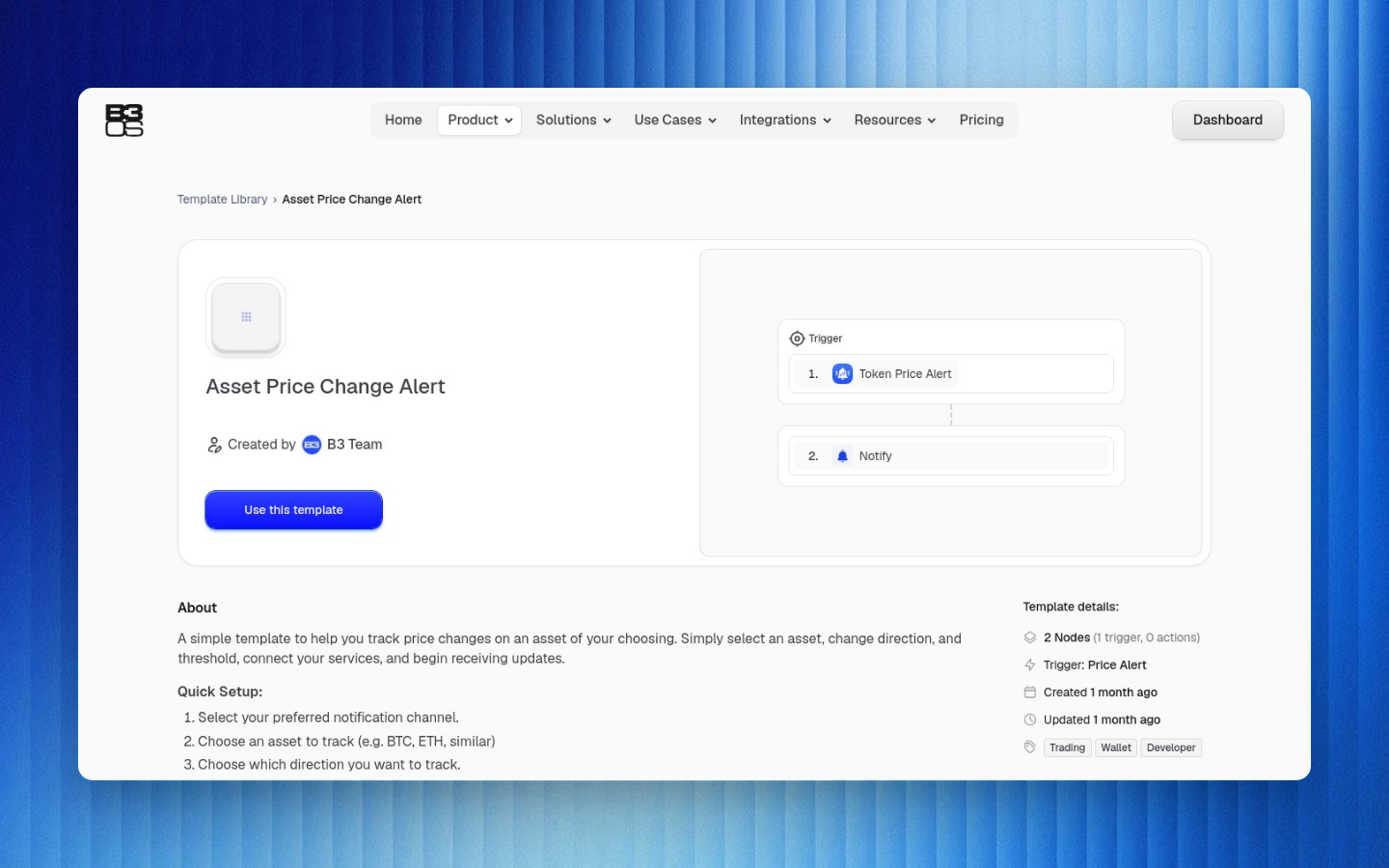 B3OS public asset price change alert template page