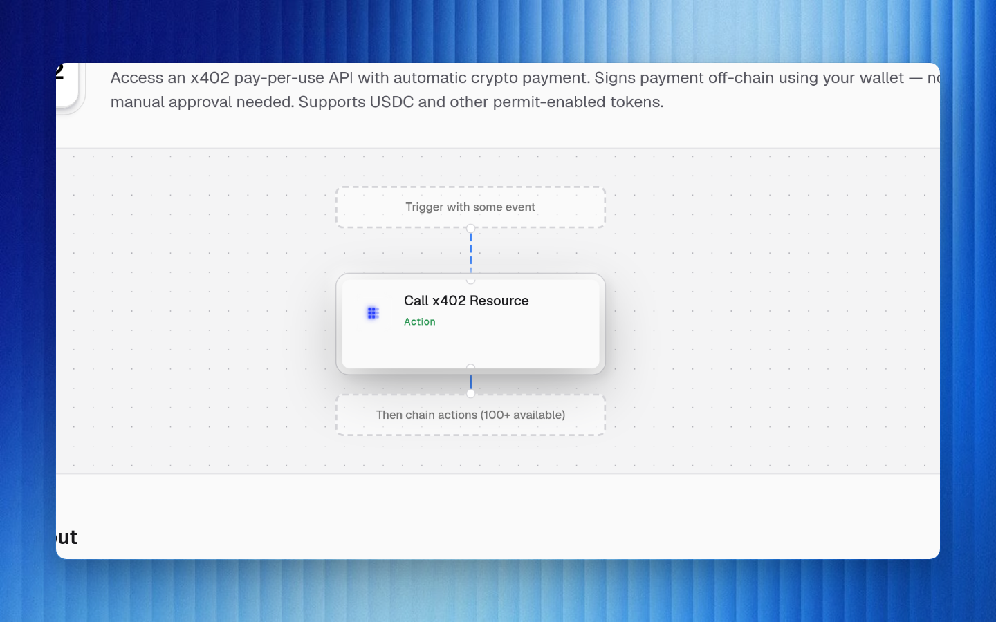 B3OS action preview canvas for calling an x402 protected resource