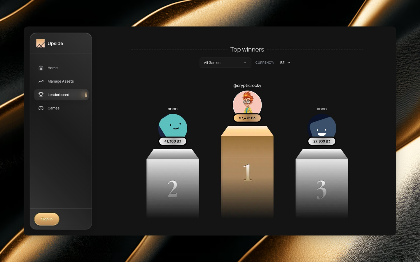 Upside leaderboard