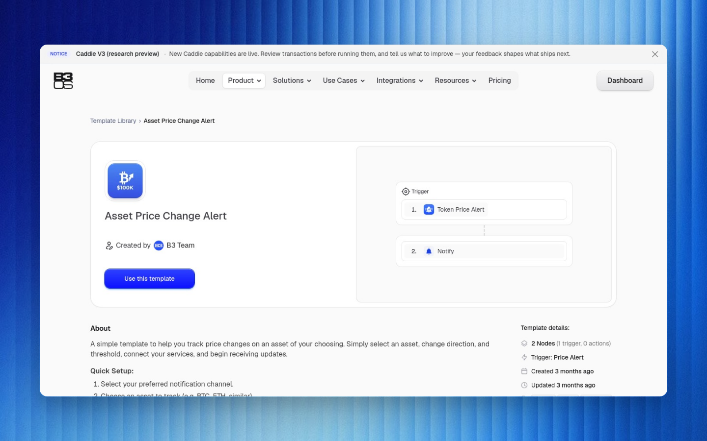B3OS public asset price change alert template page