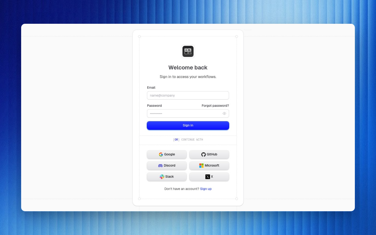 B3OS public connectors page showing provider options