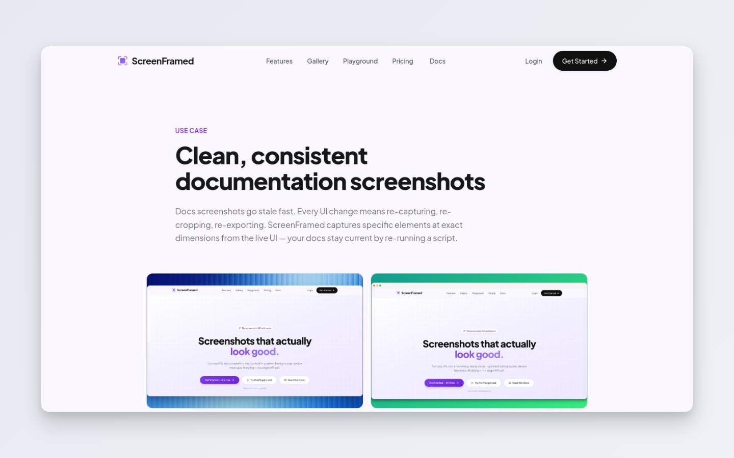 ScreenFramed documentation screenshots use case page