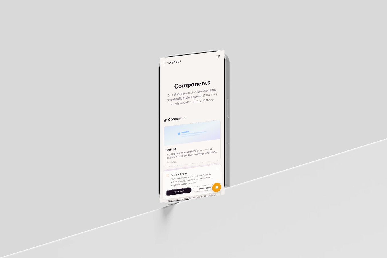 HolyDocs components on mobile